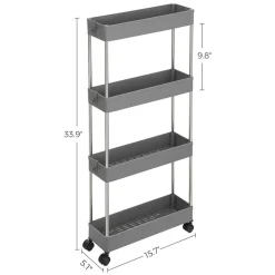 Discount SONGMICS Étagère roulettes 4 niveaux gris