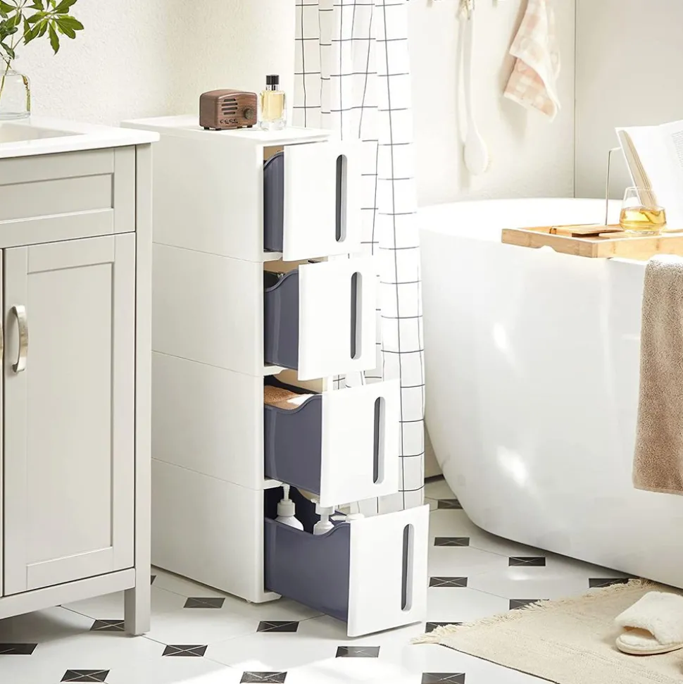 New SONGMICS Étagère étroite Blanc