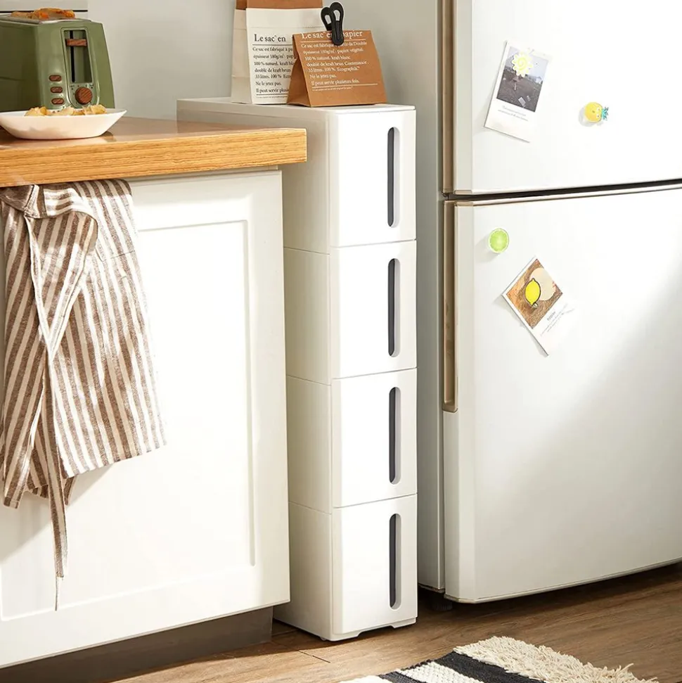 New SONGMICS Étagère étroite Blanc