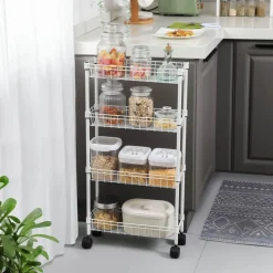 Shop SONGMICS Étagères fine 4 niveaux argenté