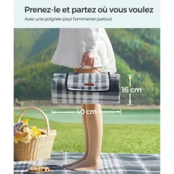 Best SONGMICS Tapis pique-nique vague Blanc
