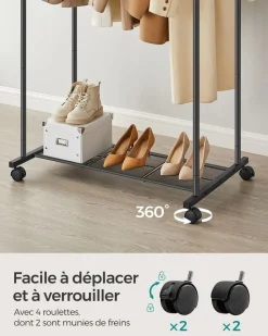 Best SONGMICS Étendoir à linge acier inoxydable hauteur 150 cm blanc et argent Noir