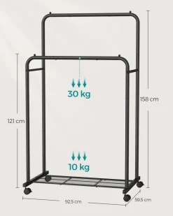 Best SONGMICS Étendoir à linge acier inoxydable hauteur 150 cm blanc et argent Noir
