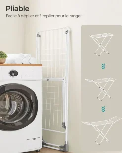 Outlet SONGMICS Étendoir à linge en métal blanc
