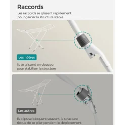 Outlet SONGMICS Étendoir à linge en métal blanc