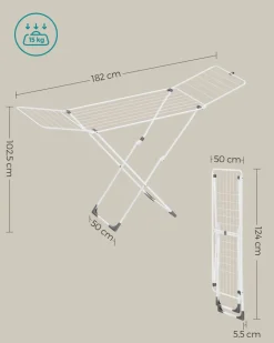 Outlet SONGMICS Étendoir à linge en métal blanc