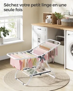 Clearance SONGMICS Étendoir à Linge Séchoir Pliable blanc