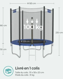 Clearance SONGMICS Trampoline Ø 427 cm noir bleu