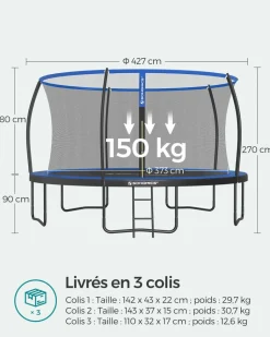 Discount SONGMICS Trampoline Ø 244 cm noir vert