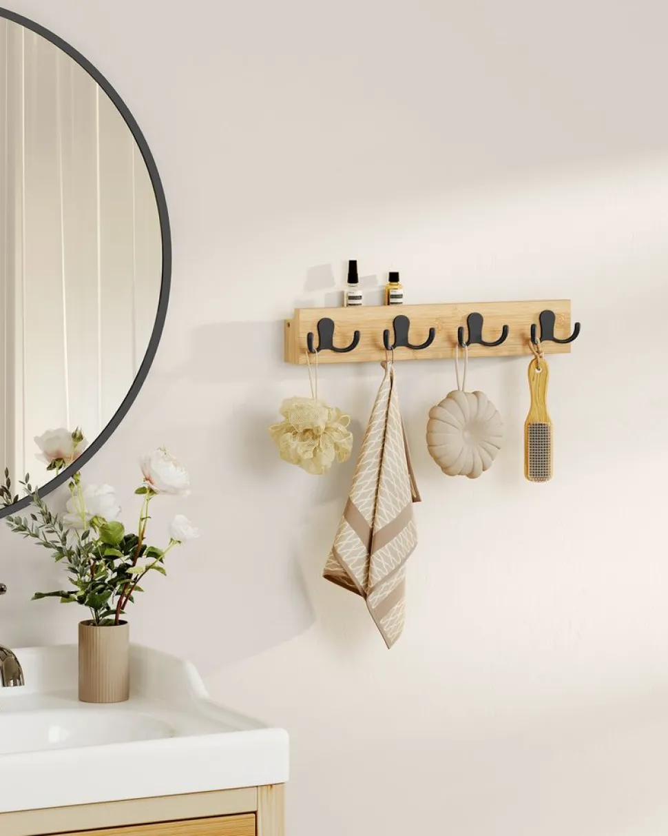 Shop SONGMICS Tringle vêtement murale 68 kg 30,4 x 170 x 7 cm en acier noir