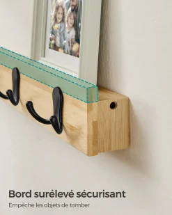 Shop SONGMICS Tringle vêtement murale 68 kg 30,4 x 170 x 7 cm en acier noir