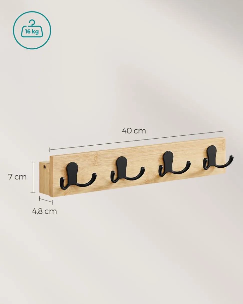 Shop SONGMICS Tringle vêtement murale 68 kg 30,4 x 170 x 7 cm en acier noir