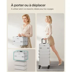 Fashion SONGMICS Trousse de voyage avec rangement miroir 22 x 12 x 12 cm noir d'encre