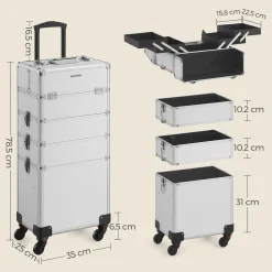 Fashion SONGMICS Trousse de voyage avec rangement miroir 22 x 12 x 12 cm noir d'encre