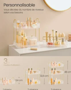 Hot SONGMICS Valise de maquillage 4-en-1 Argent