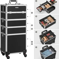 Flash Sale SONGMICS Valise de maquillage 4-en-1 Noir